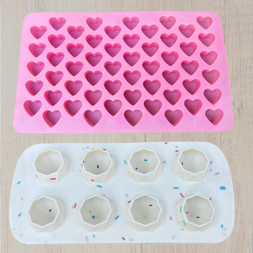 2 PACK Silicone Molds 3D Hearts & Diamonds Candle making resin baking
